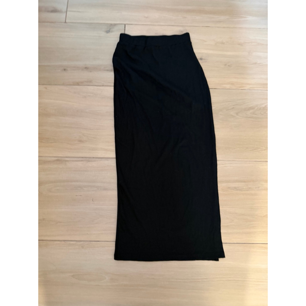 NEW Split Ribbed Knit Bodycon High Waisted Side Slit Pencil Maxi Skirt S - Picture 3 of 6